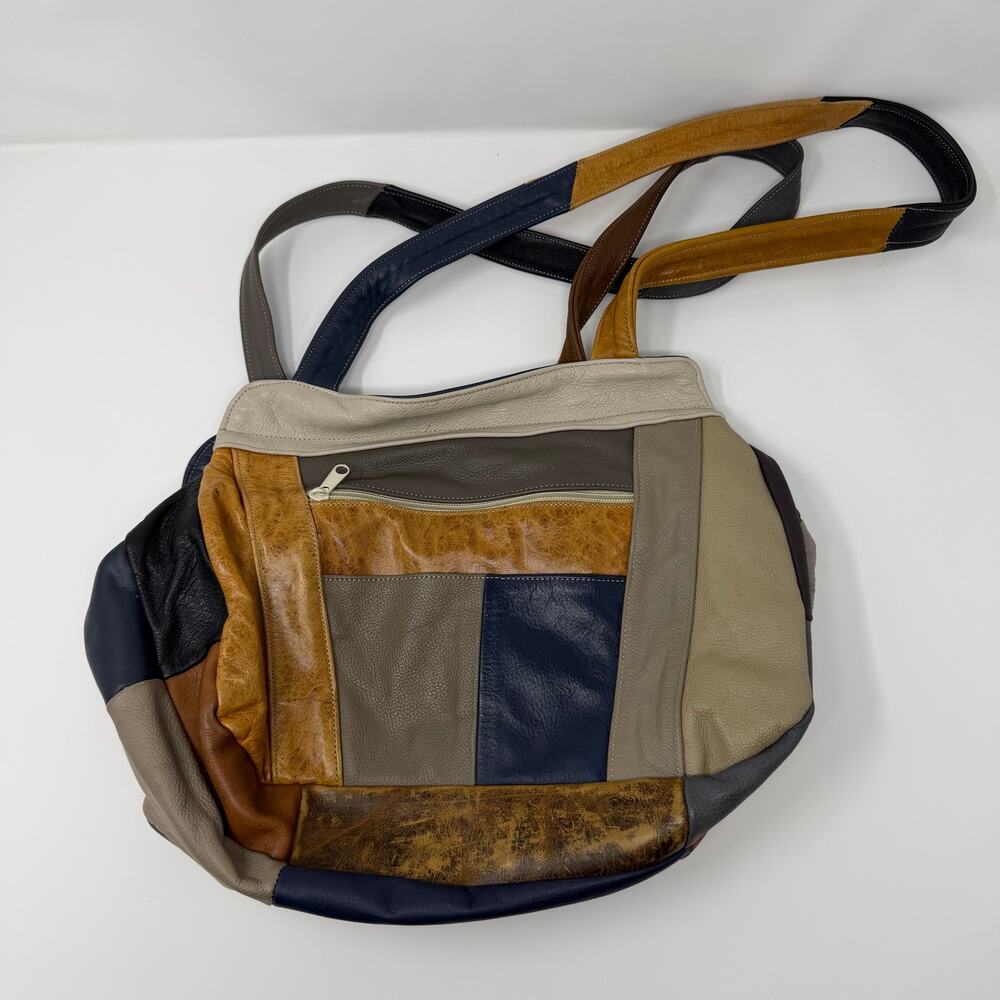 Vintage Patchwork Genuine Leather Shoulder Bag